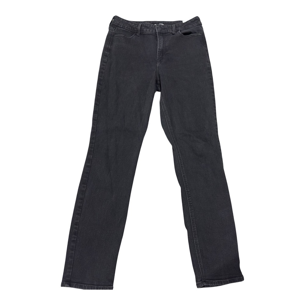 Old Navy Womens High Rise Straight Leg Jeans Faded Black Size 10 Stretch Denim